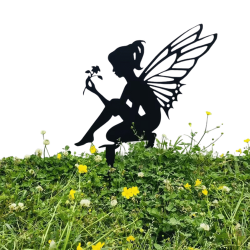 Garden Decoration Fairy With Ground Stake Black