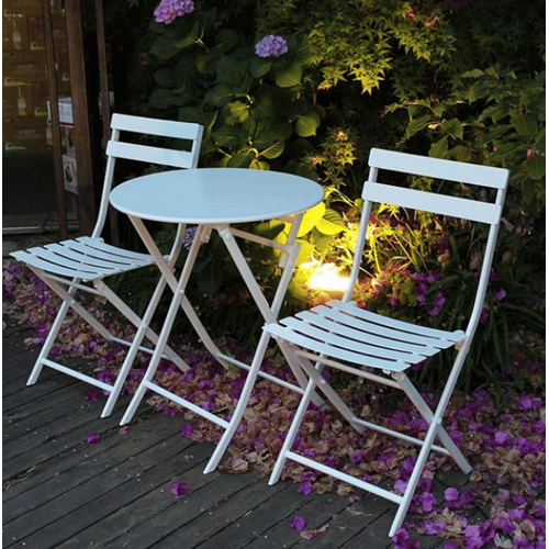 Circular Metal 3-Piece Table & Chair Set Foldable