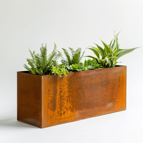 LUX-EDGE Rectangular Planter REDCOR Corten Weathering Steel